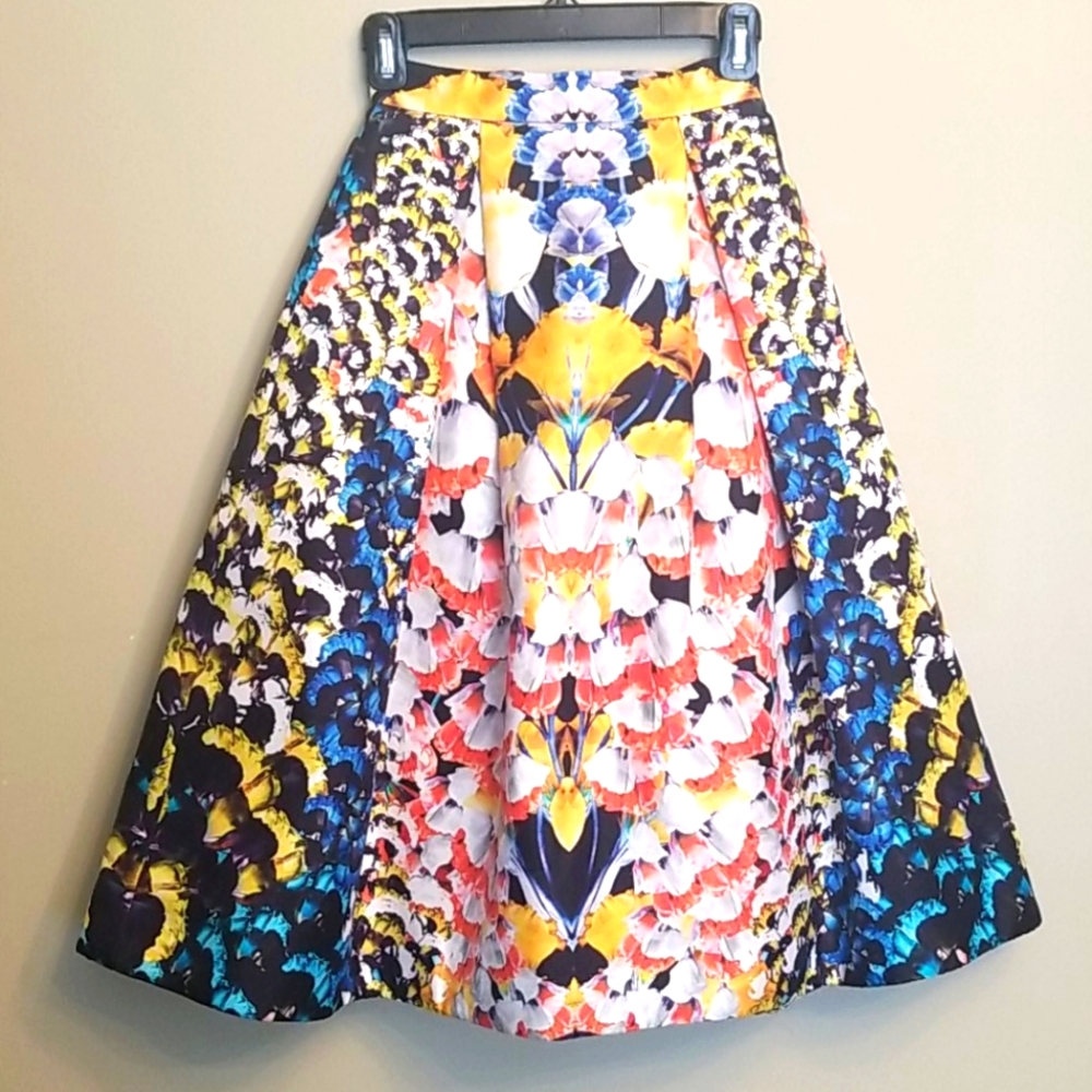 Nicholas Silk Floral Print Midi Skirt US 2 New